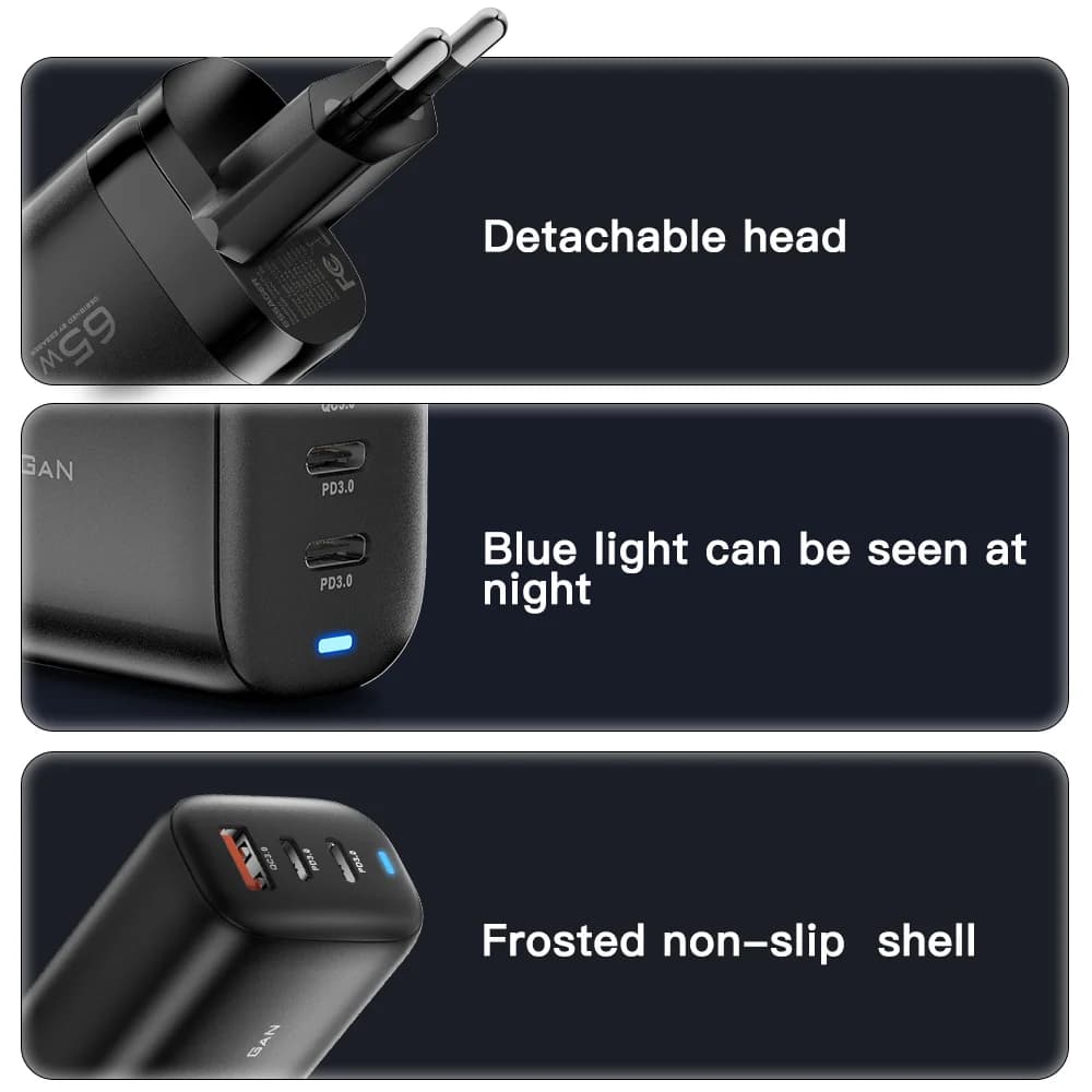 Chargeur portable GaN USB-C 65W, PPS