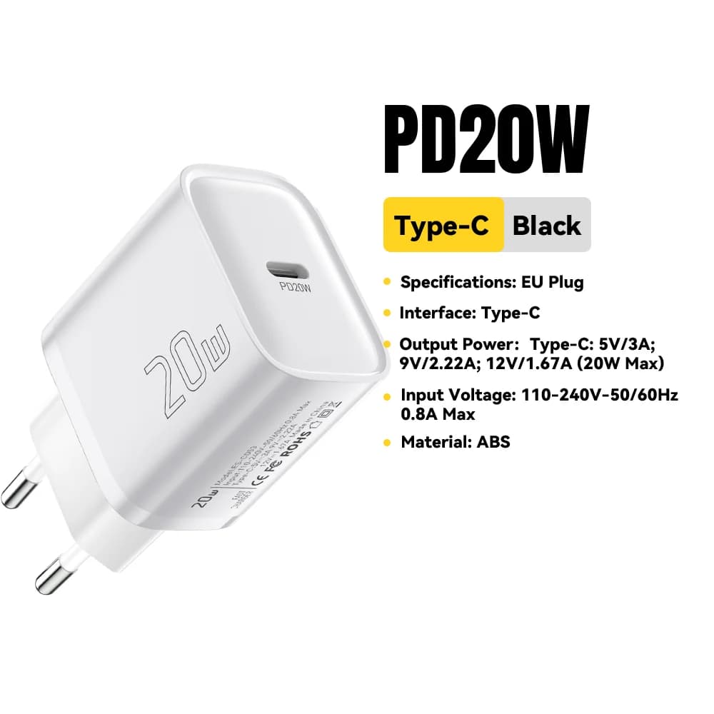 Chargeur mural PD rapide USB-C Mini 20W