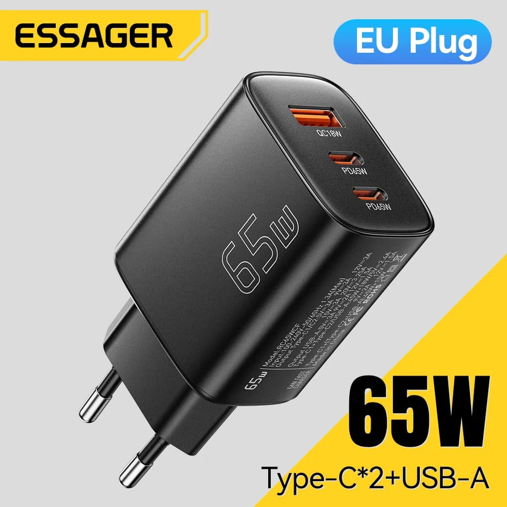 Chargeur USB-C GaN 65W avec Quick Charge 4.0