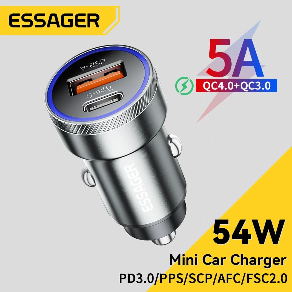 Chargeur voiture USB 54W avec PD et QC 3.0