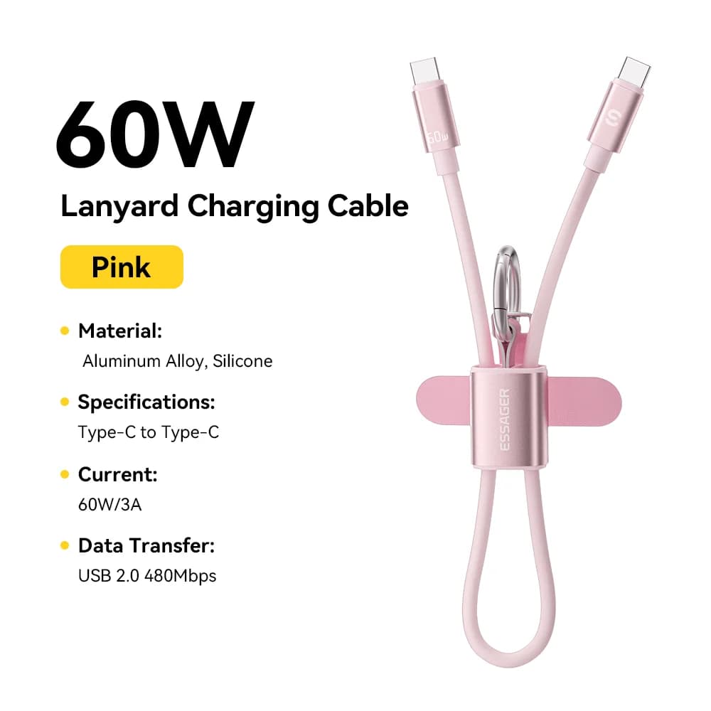 Câble cordon USB-C vers USB-C court 60W