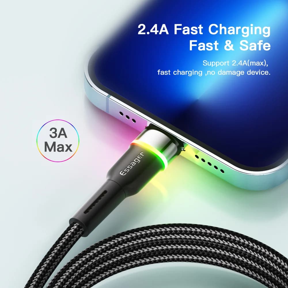 Câble de données et charge rapide USB LED pour iPhone