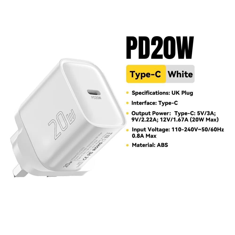 Chargeur mural PD rapide USB-C Mini 20W