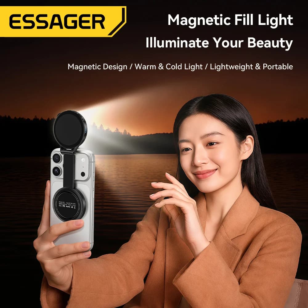 Mini lampe d'appoint magnétique pour smartphone, 3 modes