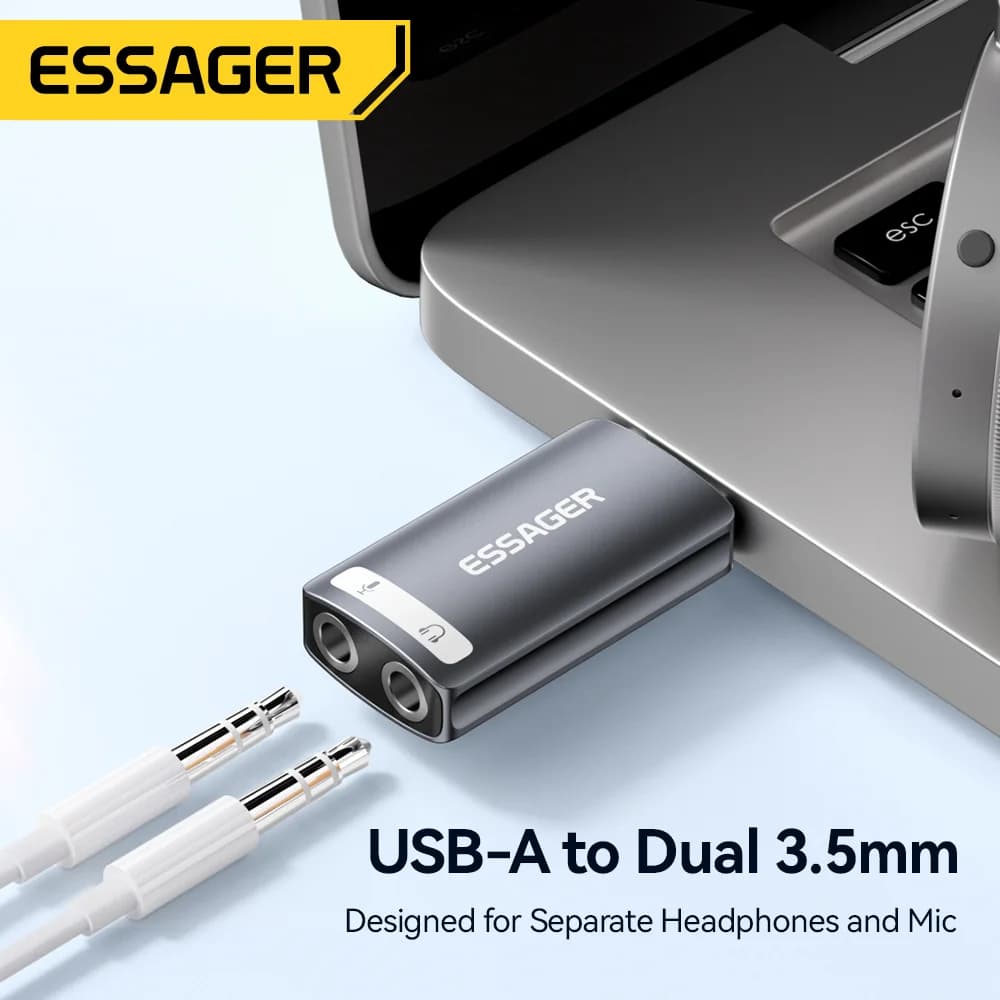 Carte son externe USB avec adaptateur audio 3,5 mm