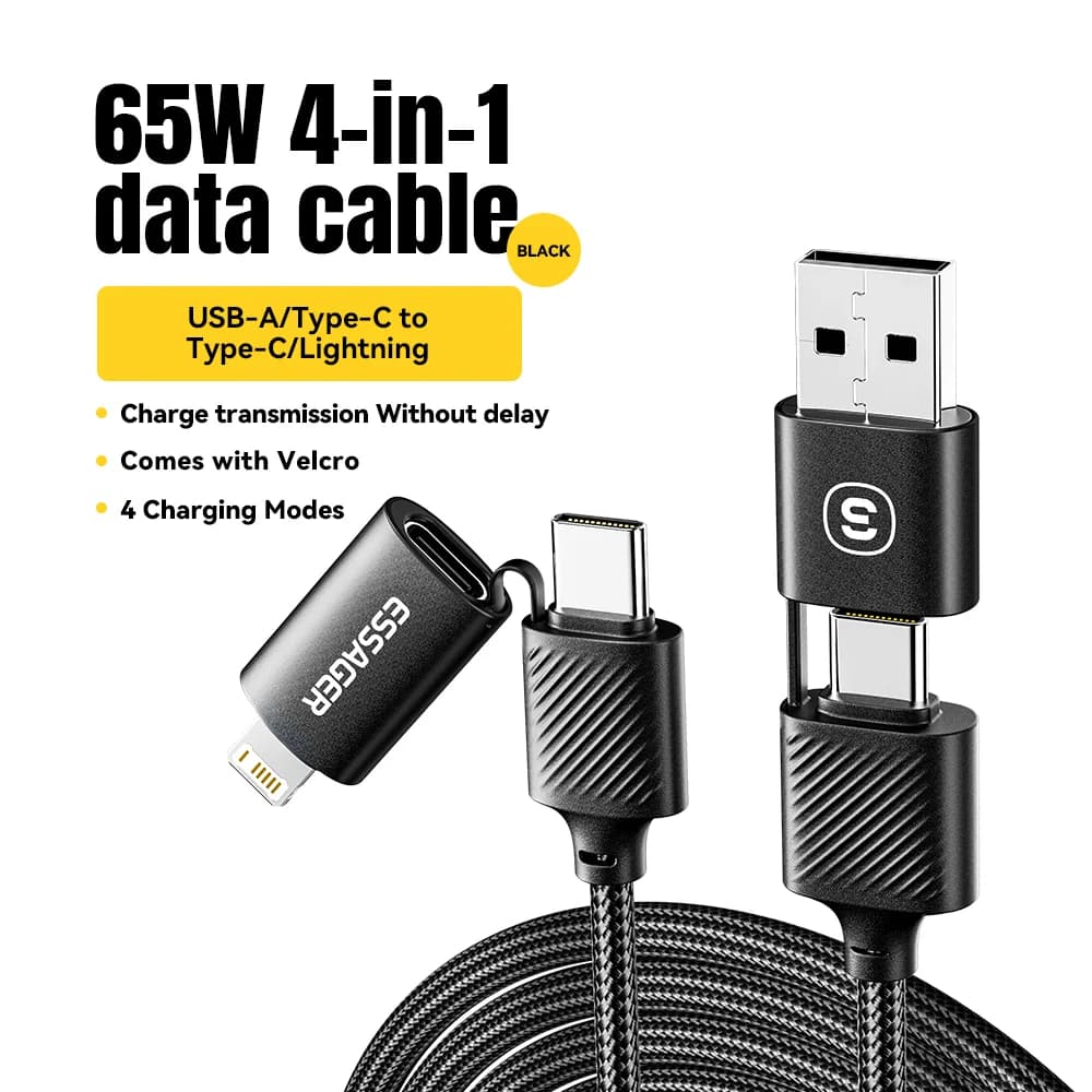 Câble USB-C 4-en-1, Charge rapide PD 65W
