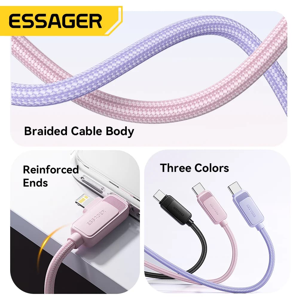 Câble de charge rapide 2-en-1 USB-C vers Lightning 60W