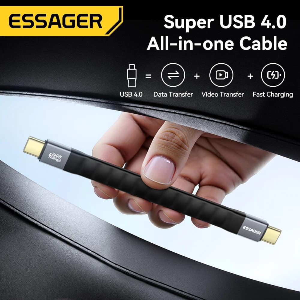Câble USB 4.0 Type-C avec transfert de données 40Gbps et vidéo 8K