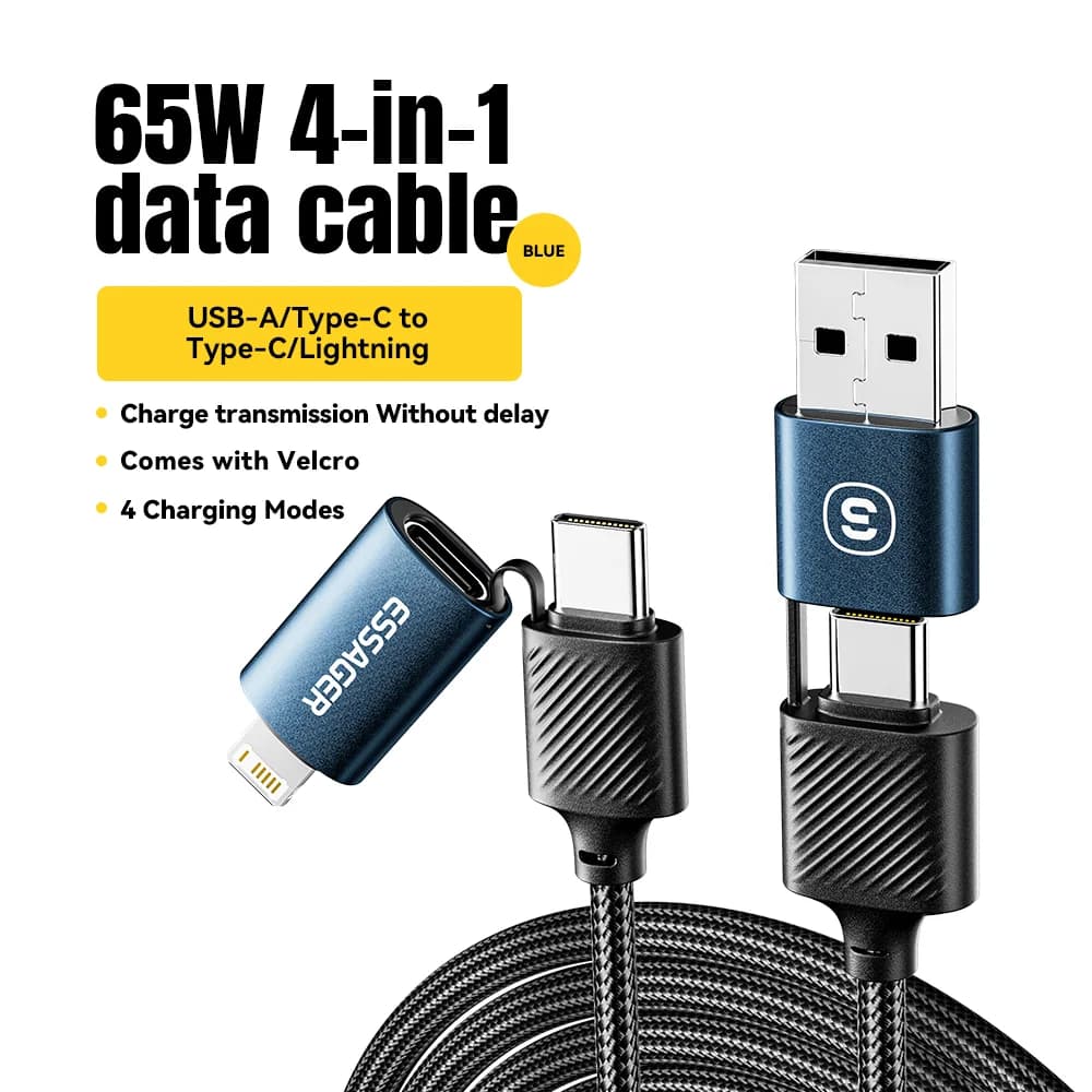 Câble USB-C 4-en-1, Charge rapide PD 65W