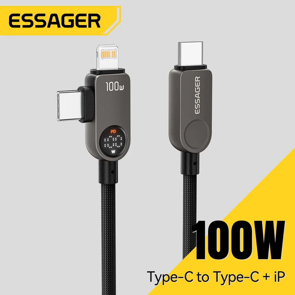 Câble 2-en-1 USB-C vers Lightning, PD 100W