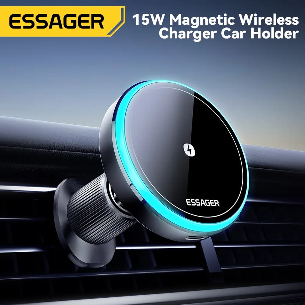 Support de charge sans fil magnétique pour voiture 15W avec LED