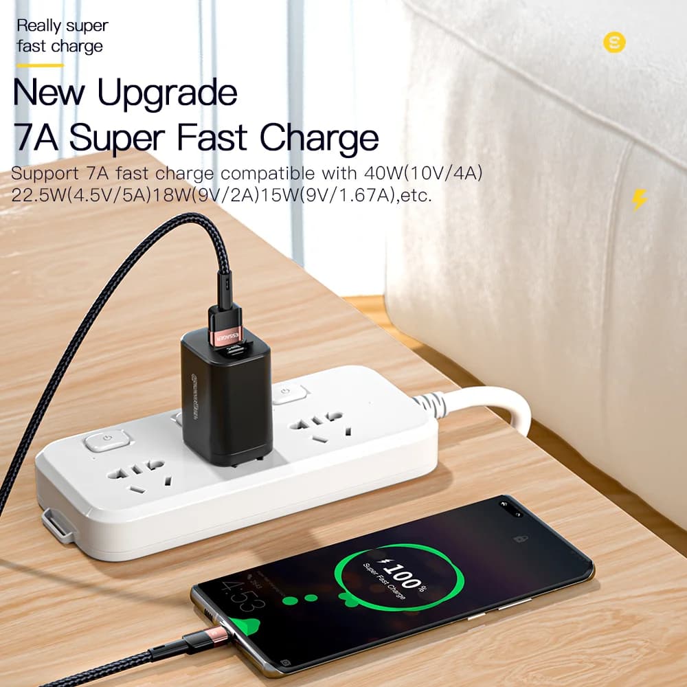 Câble de charge rapide USB-C 100W, 7A