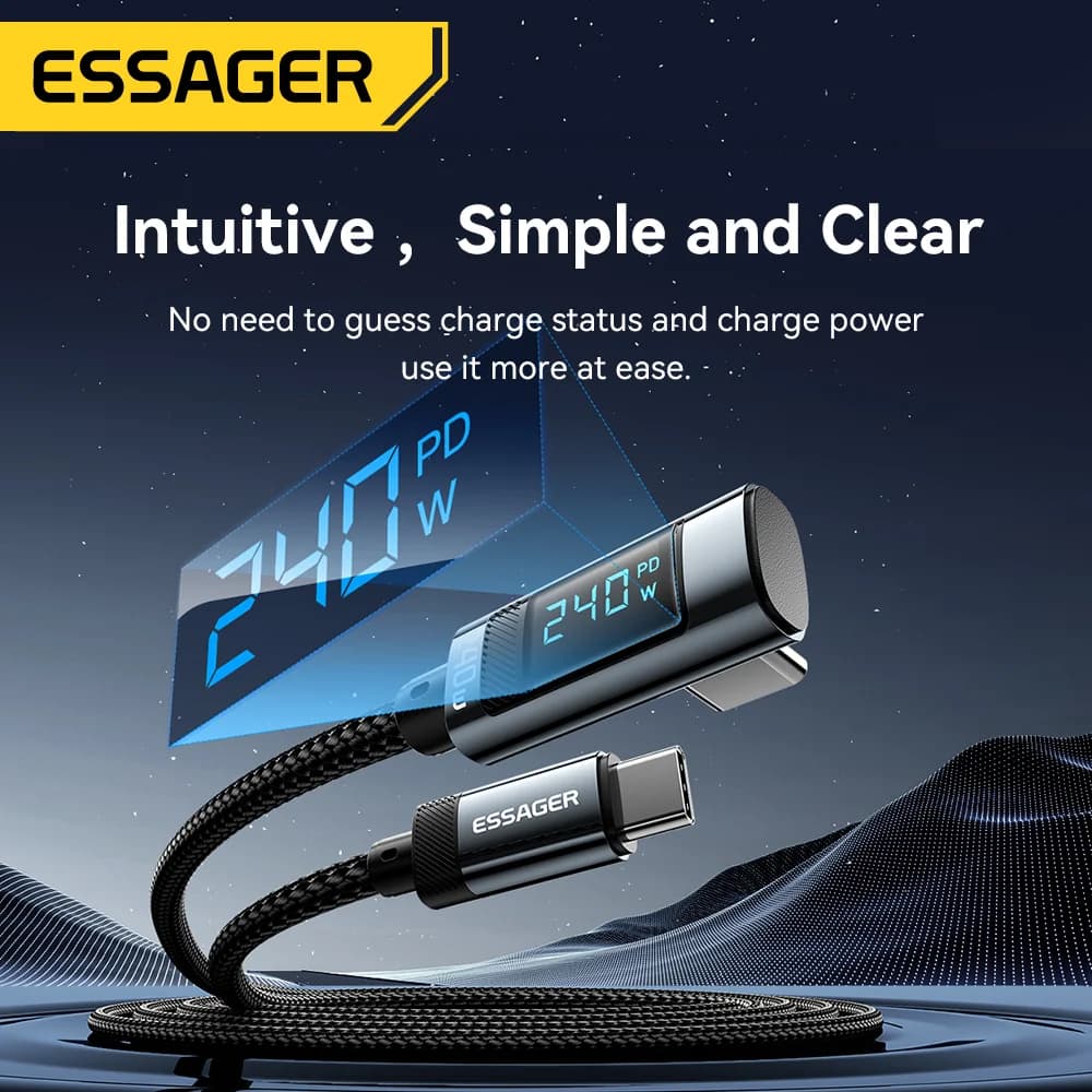 Câble USB-C vers USB-C 240W à angle de 90 degrés