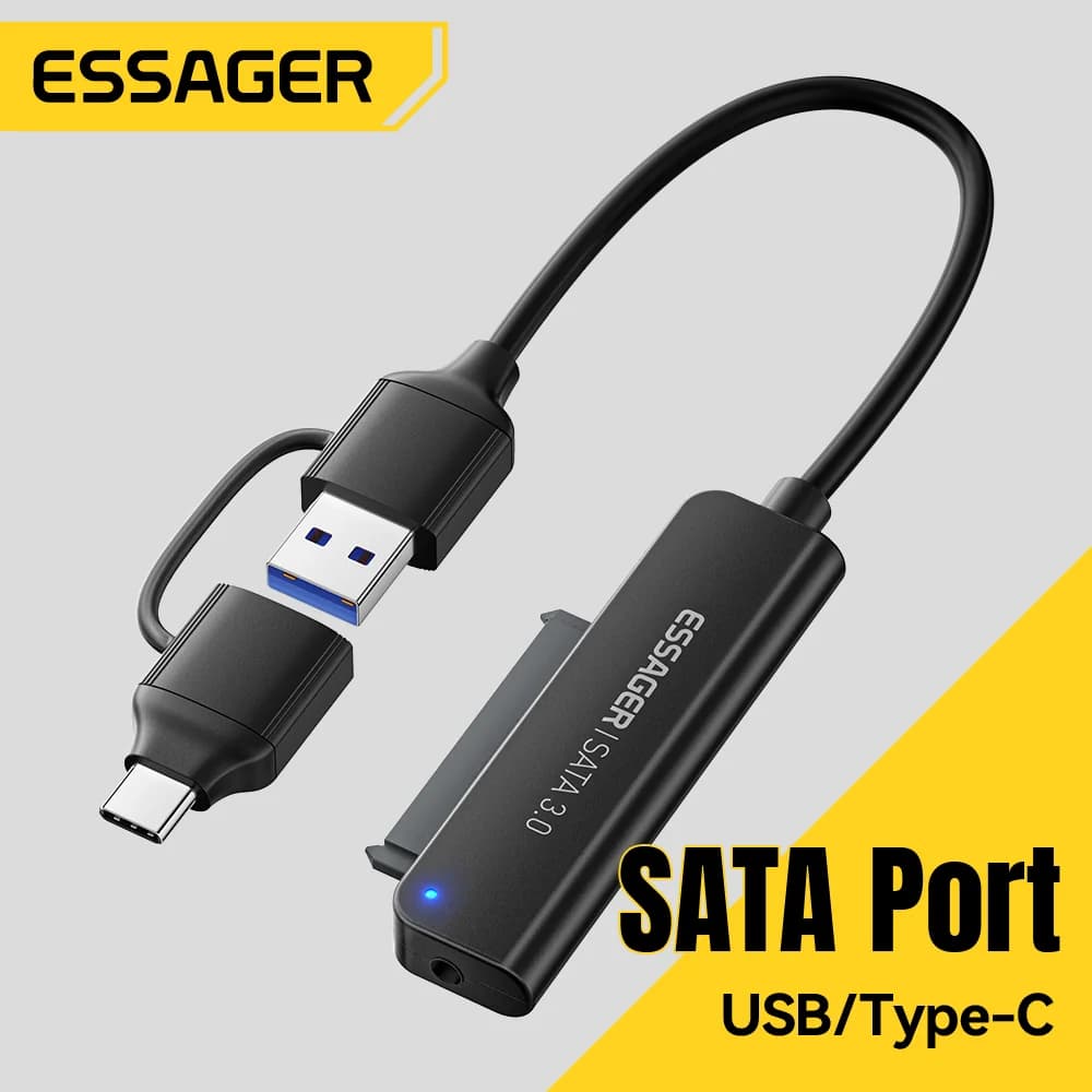 Adaptateur SATA vers USB 3.0/Type-C 2-en-1, 2,5"