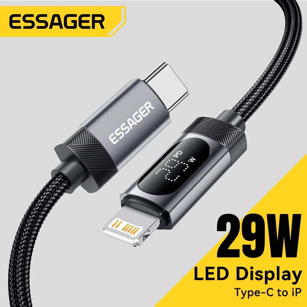 Câble USB-C vers Lightning avec affichage numérique, PD 29W