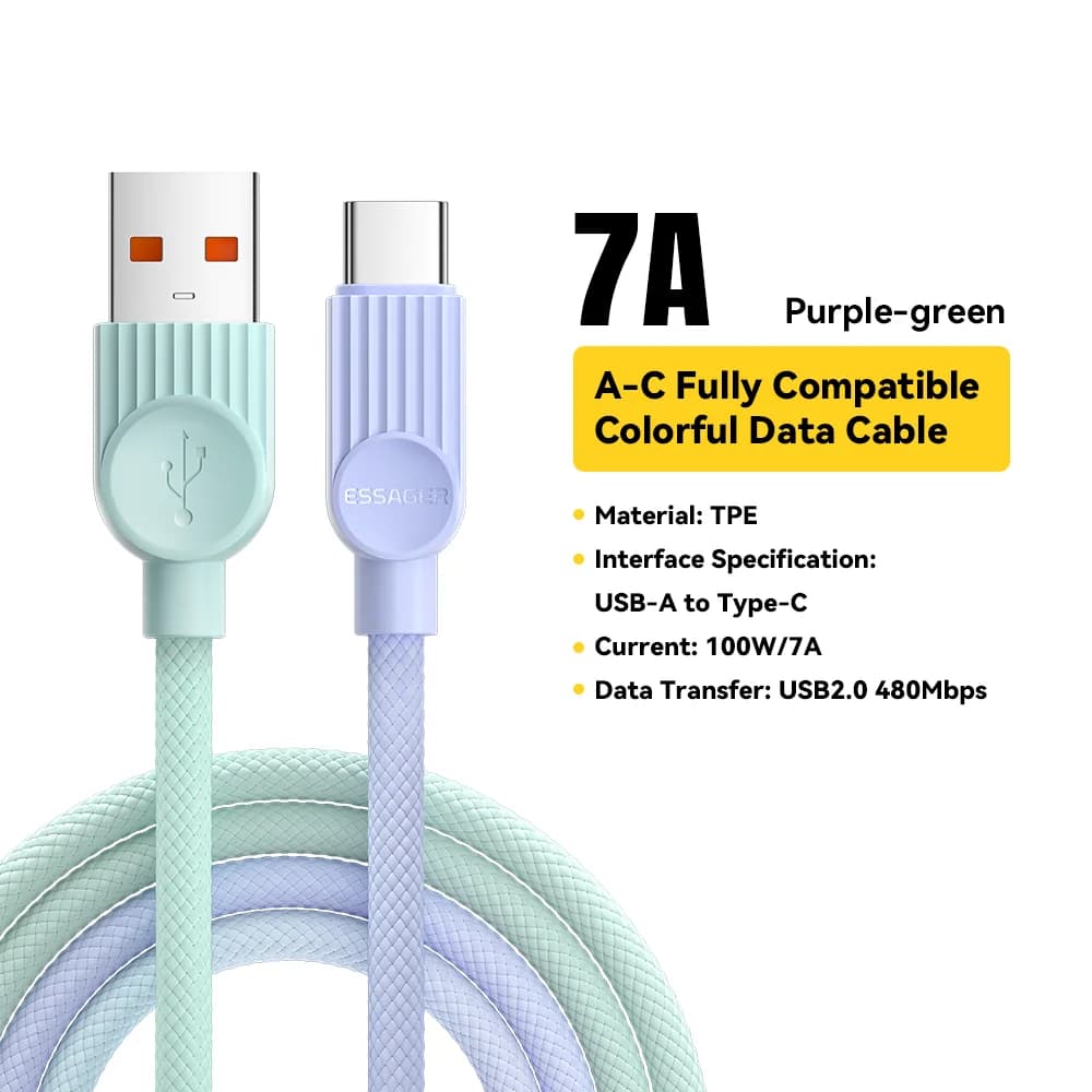 Câble de charge rapide USB-C vers USB-C couleur 60W