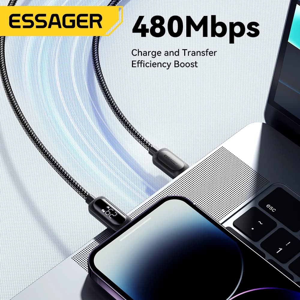 Câble USB-C vers Lightning 29W avec écran numérique
