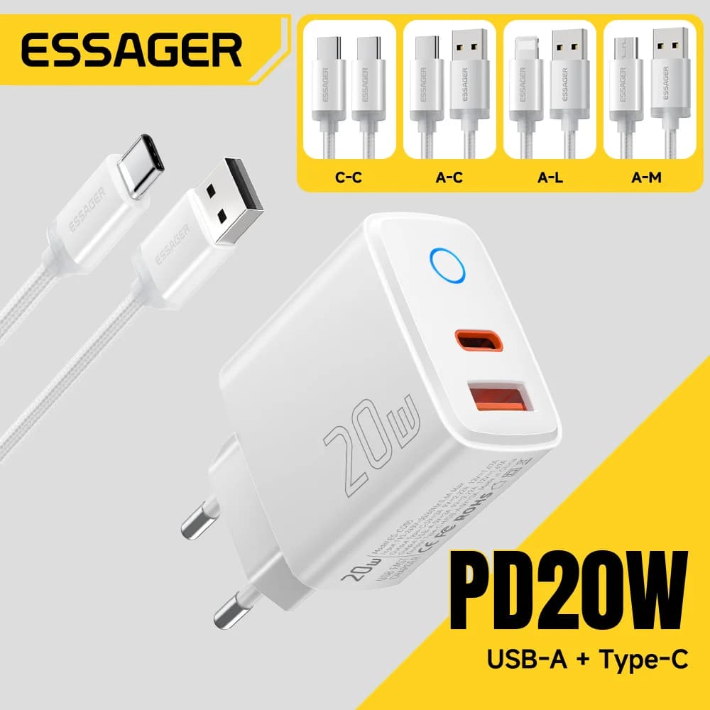 Ensemble de chargeur rapide USB-C PD 20W