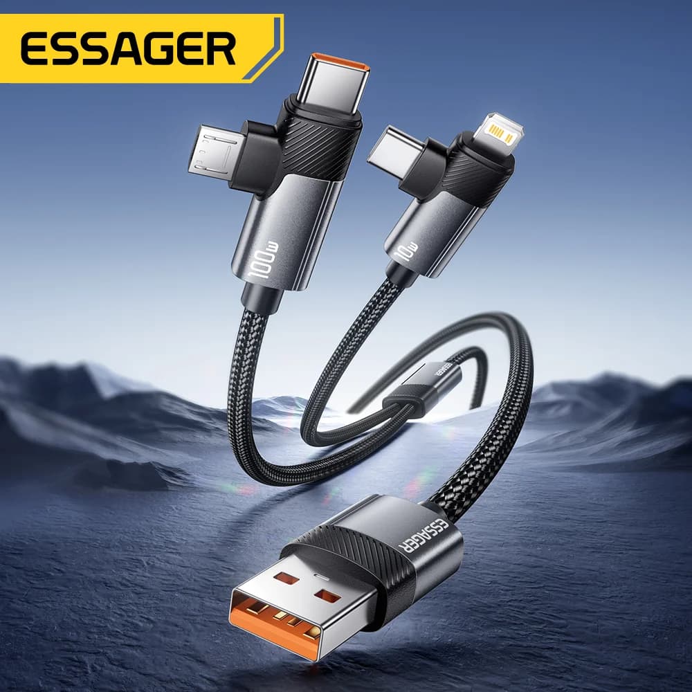 Câble de charge rapide 2-en-1 100W Type-C et Lightning