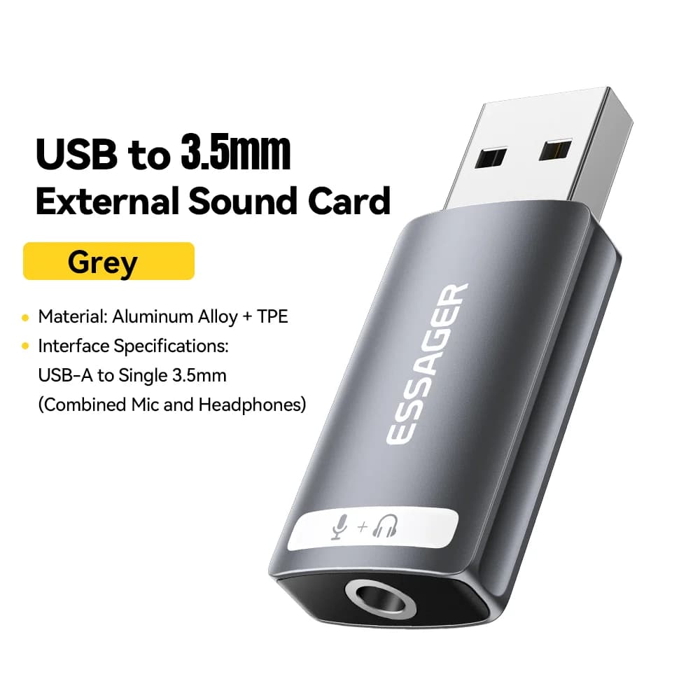Carte son externe USB avec adaptateur audio 3,5 mm
