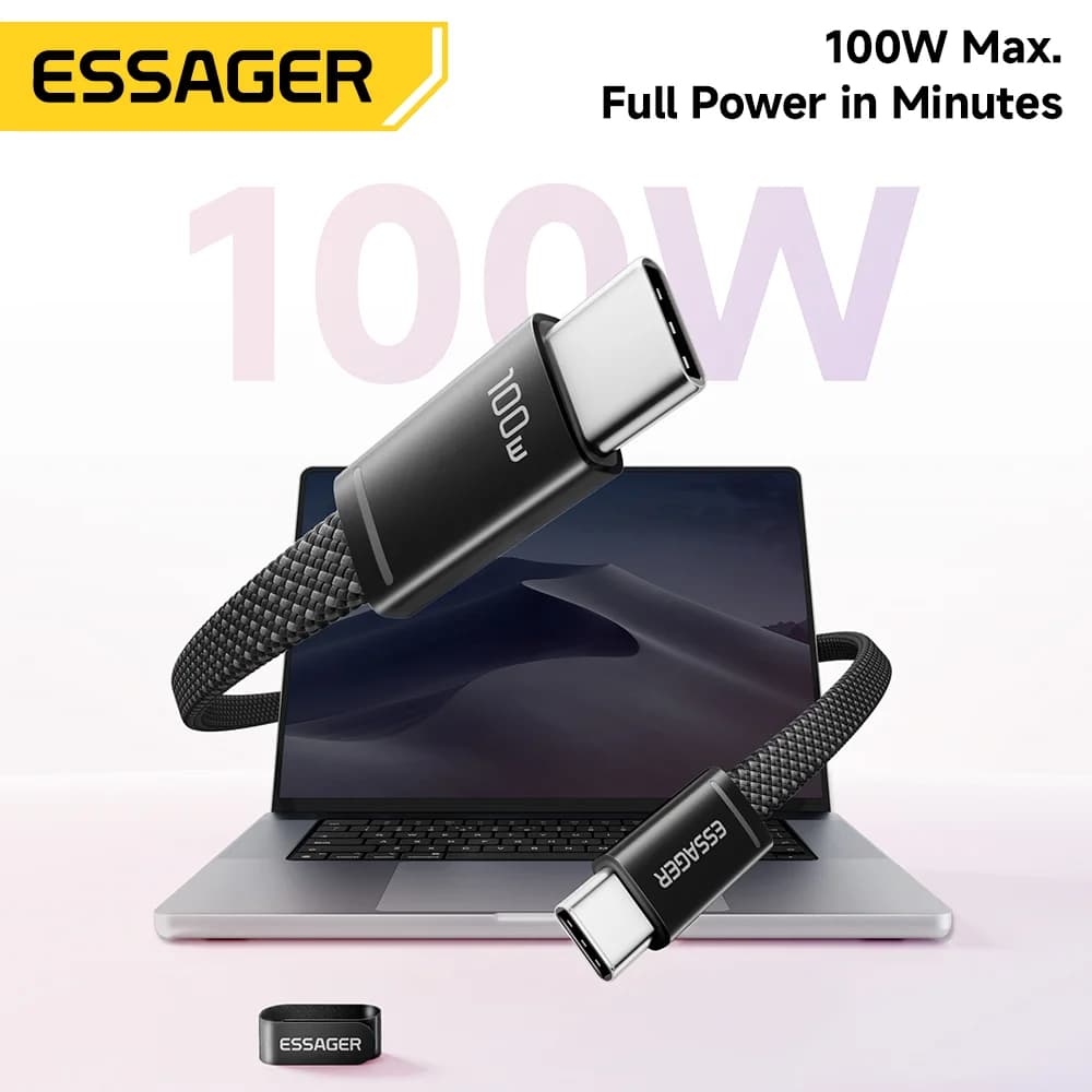 Câble fin USB-C vers USB-C PD charge rapide 100W