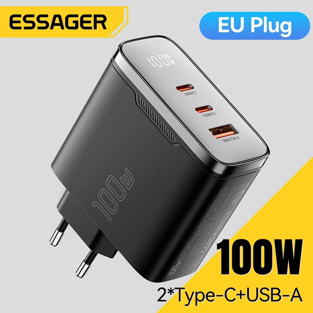 Chargeur GaN USB-C 100W avec affichage numérique