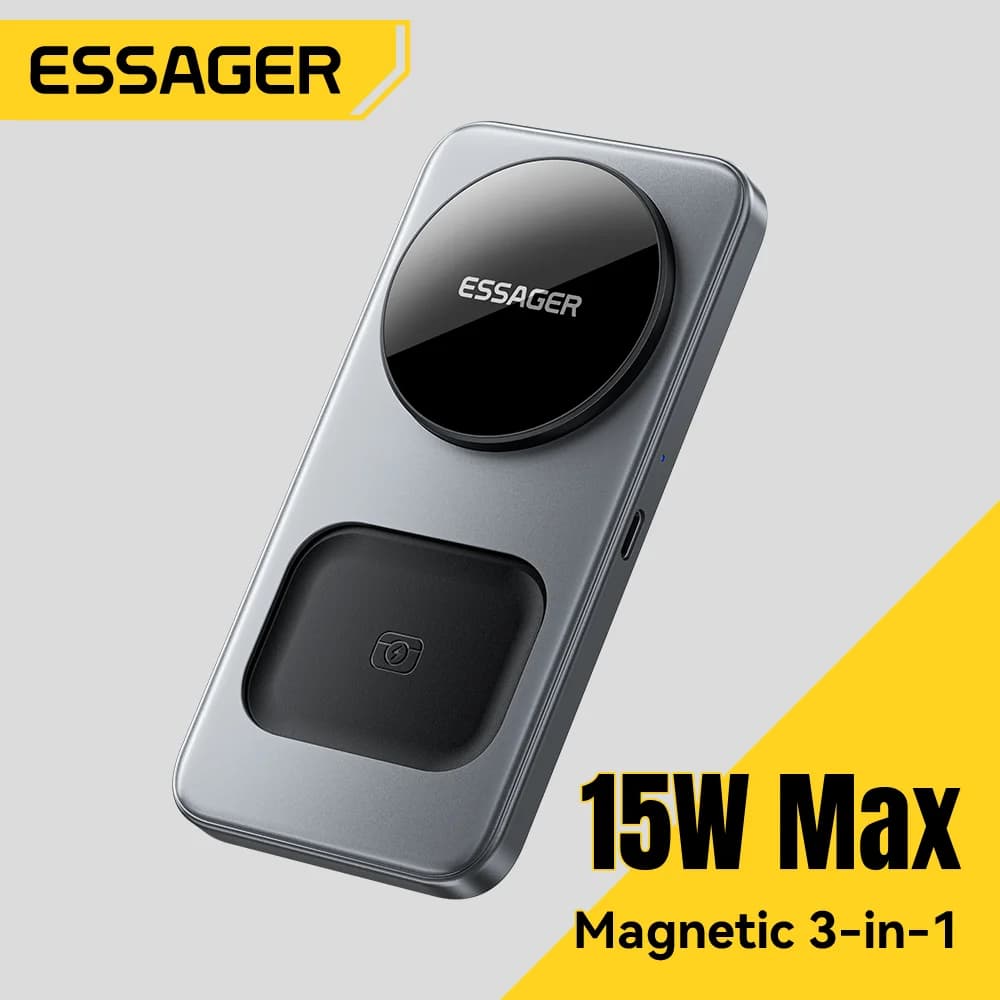 Station de charge sans fil magnétique pliable 3-en-1 15W