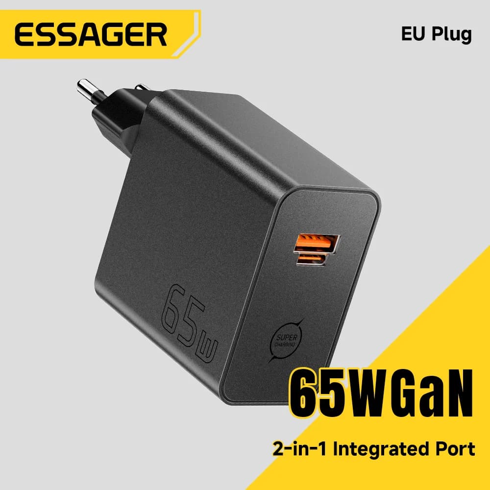Chargeur rapide GaN 65W 2-en-1 USB Type-C