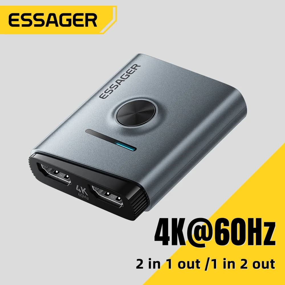 Commutateur HDMI 4K 60Hz Adaptateur Splitter 2-en-1
