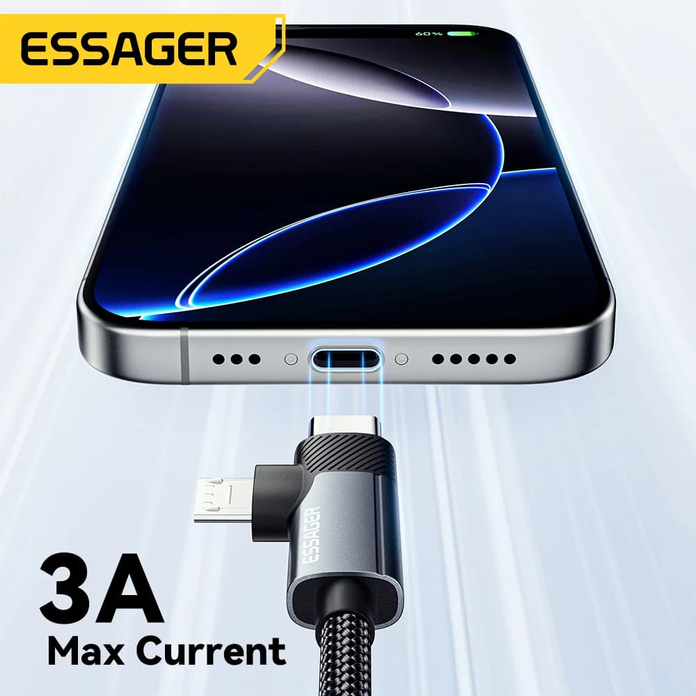 Câble de charge rapide 2-en-1 65 W PD Type-C/USB-A vers Micro
