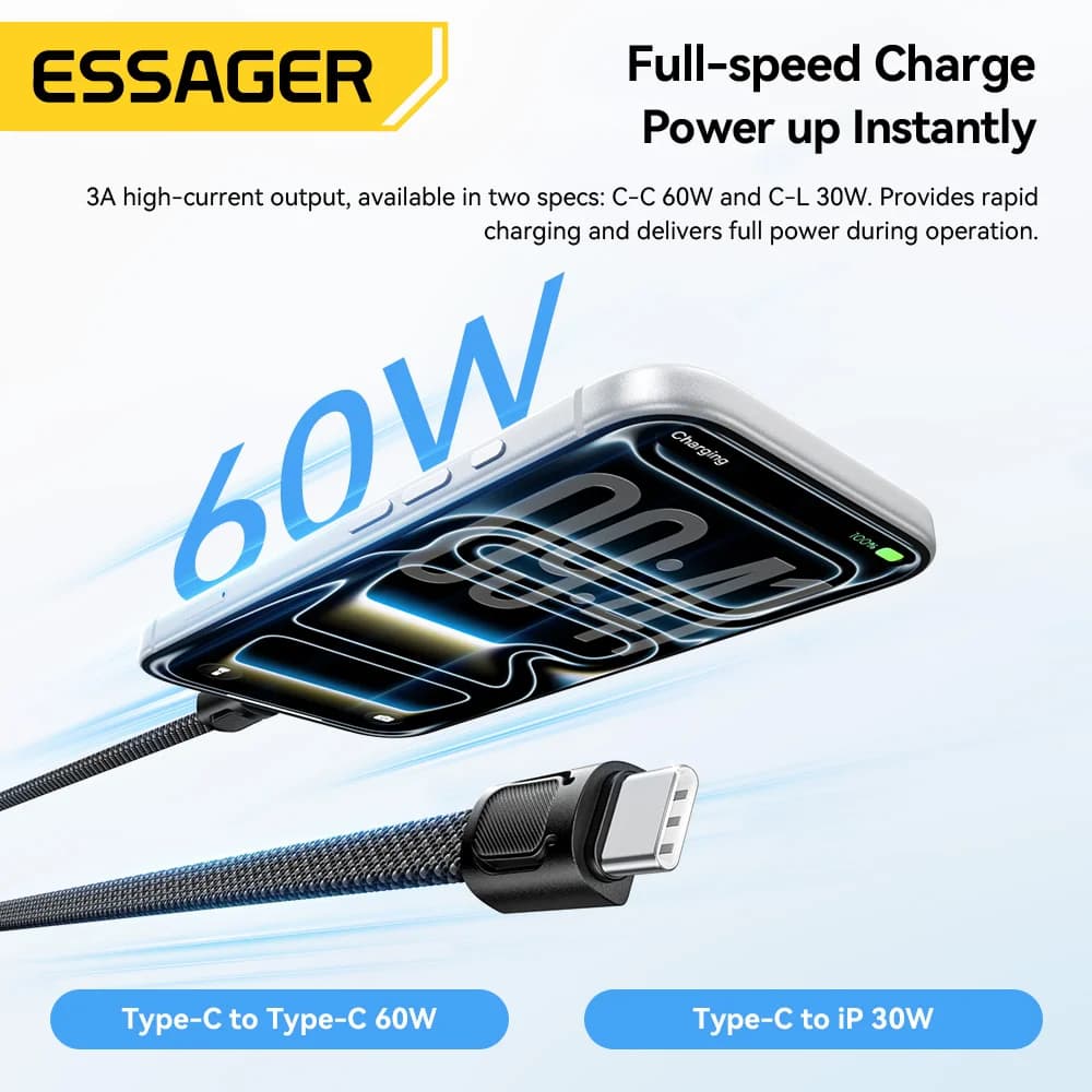 Câble cordon USB-C vers Lightning à charge rapide 60W