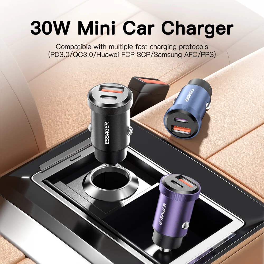 Chargeur de voiture USB-C 30W, Quick Charge 4.0