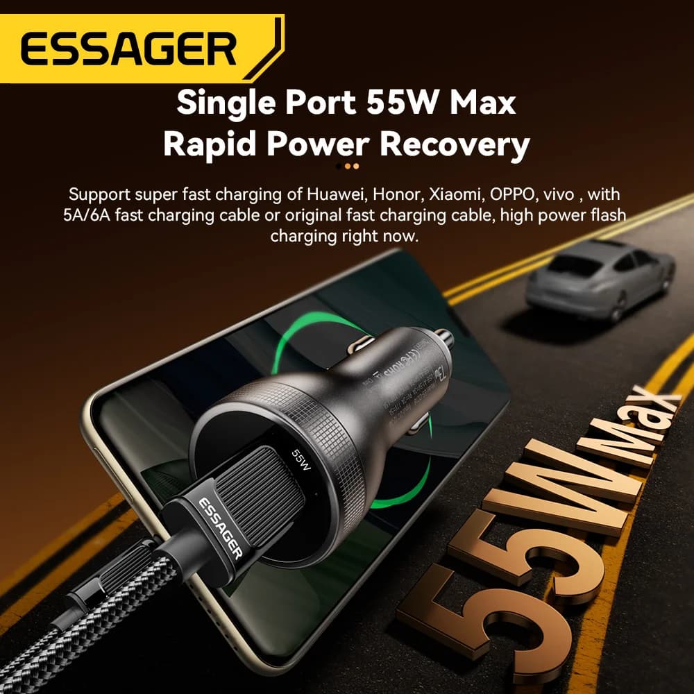 Chargeur de voiture USB-C 73W avec affichage numérique