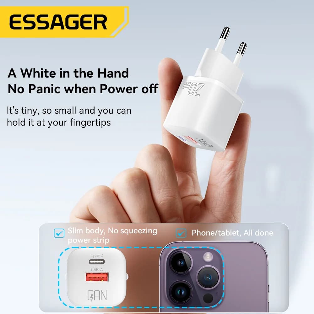 Chargeur mural GaN USB-C PD 20W