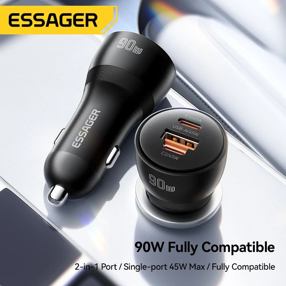 Chargeur de voiture USB Type-C PD 90W à charge rapide