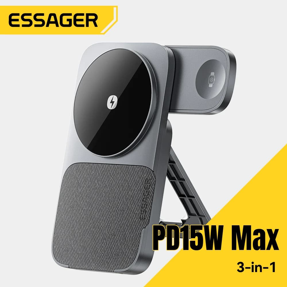 Support de charge sans fil magnétique pliable 3-en-1 15W