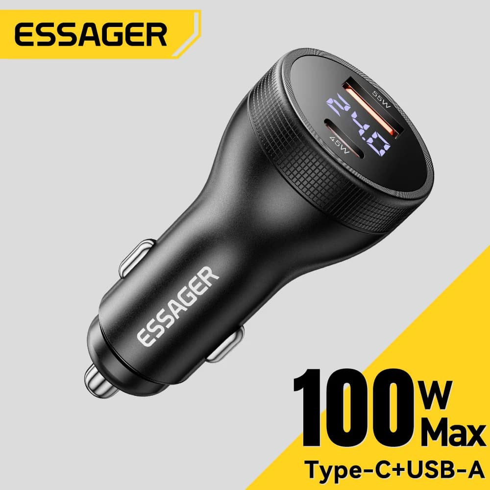 Chargeur voiture USB-C 100W avec affichage numérique